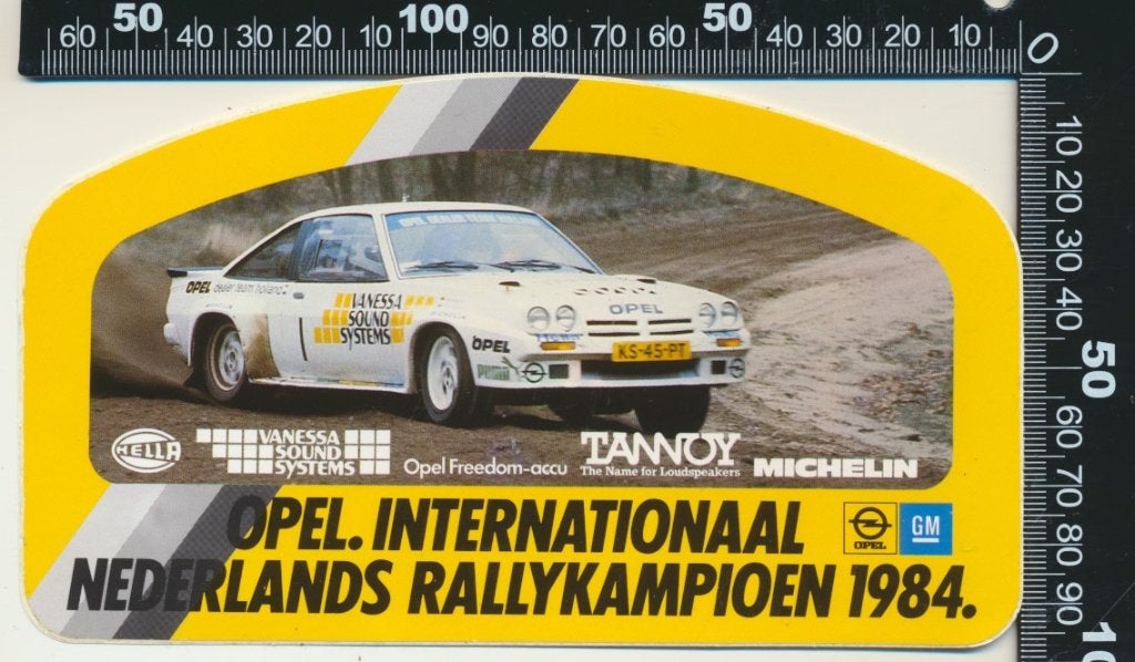 Sticker: Opel - Internationaal Nederlands Rallykampioen 1984, Ophalen of Verzenden, Zo goed als nieuw, Auto of Motor