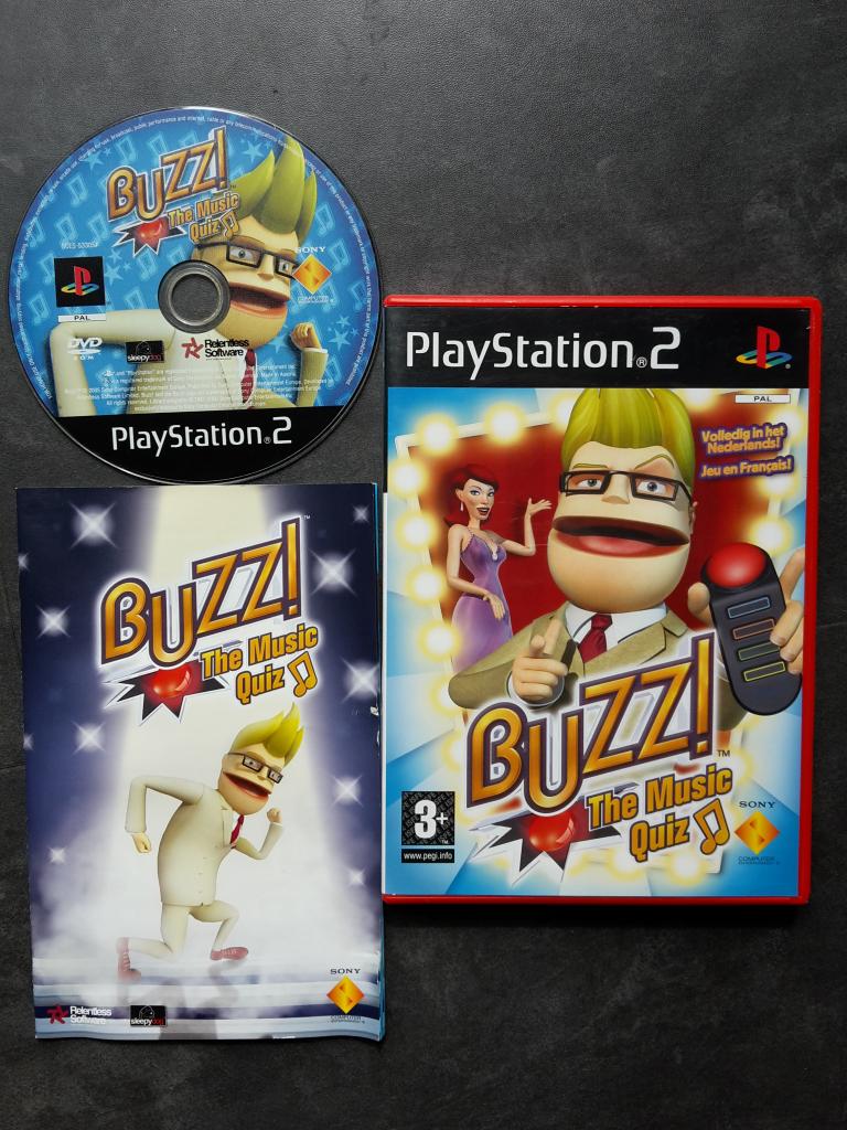 PS2 - Buzz! The Music Quiz - PlayStation 2 Buzzers Spel, Muziek, Ophalen of Verzenden, Zo goed als nieuw, 3 spelers of meer