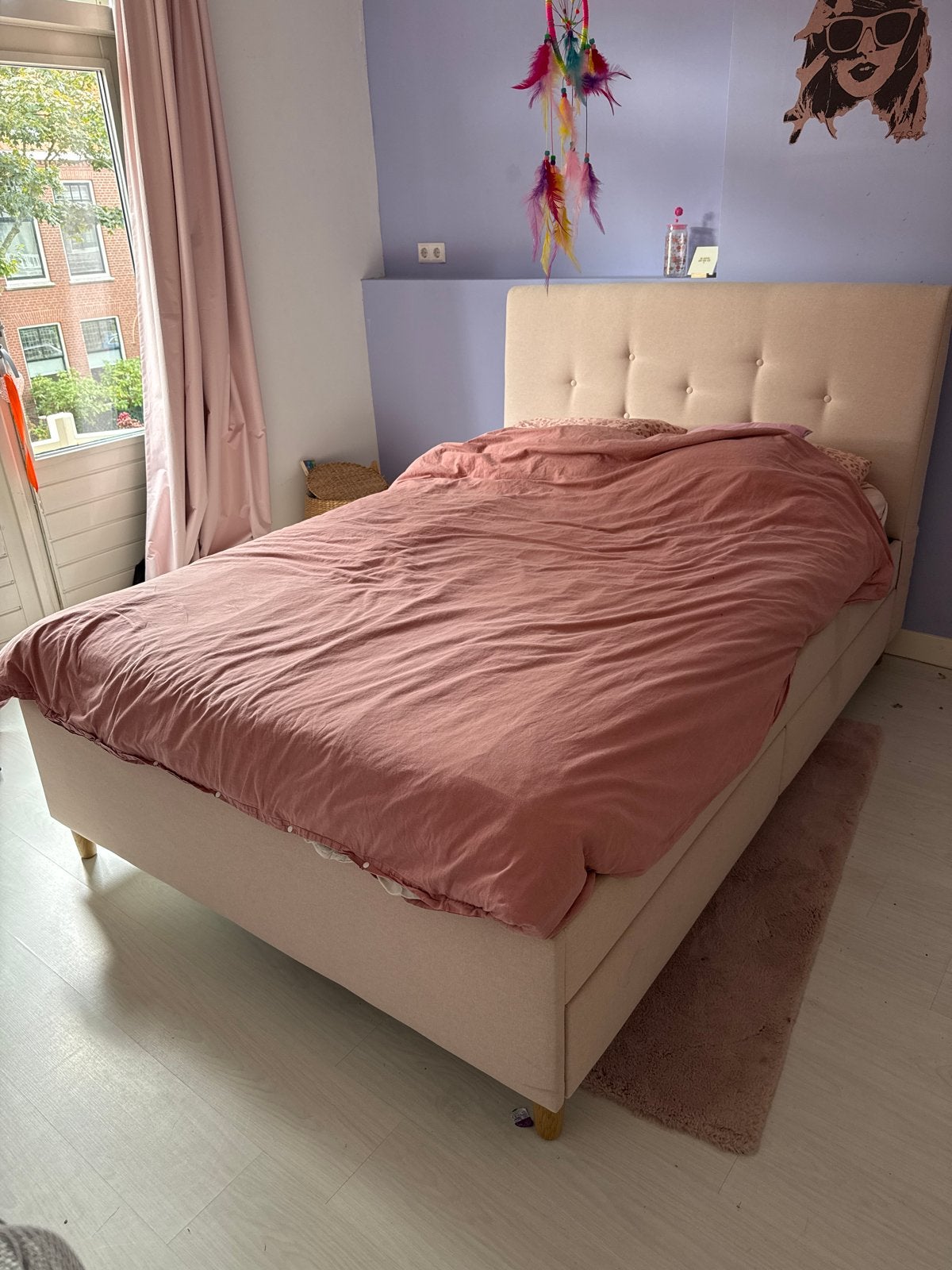 Ikea IDANÄS bed roze 140x200 met 4 opberglades, Ophalen, Gebruikt, Overige kleuren, Tweepersoons