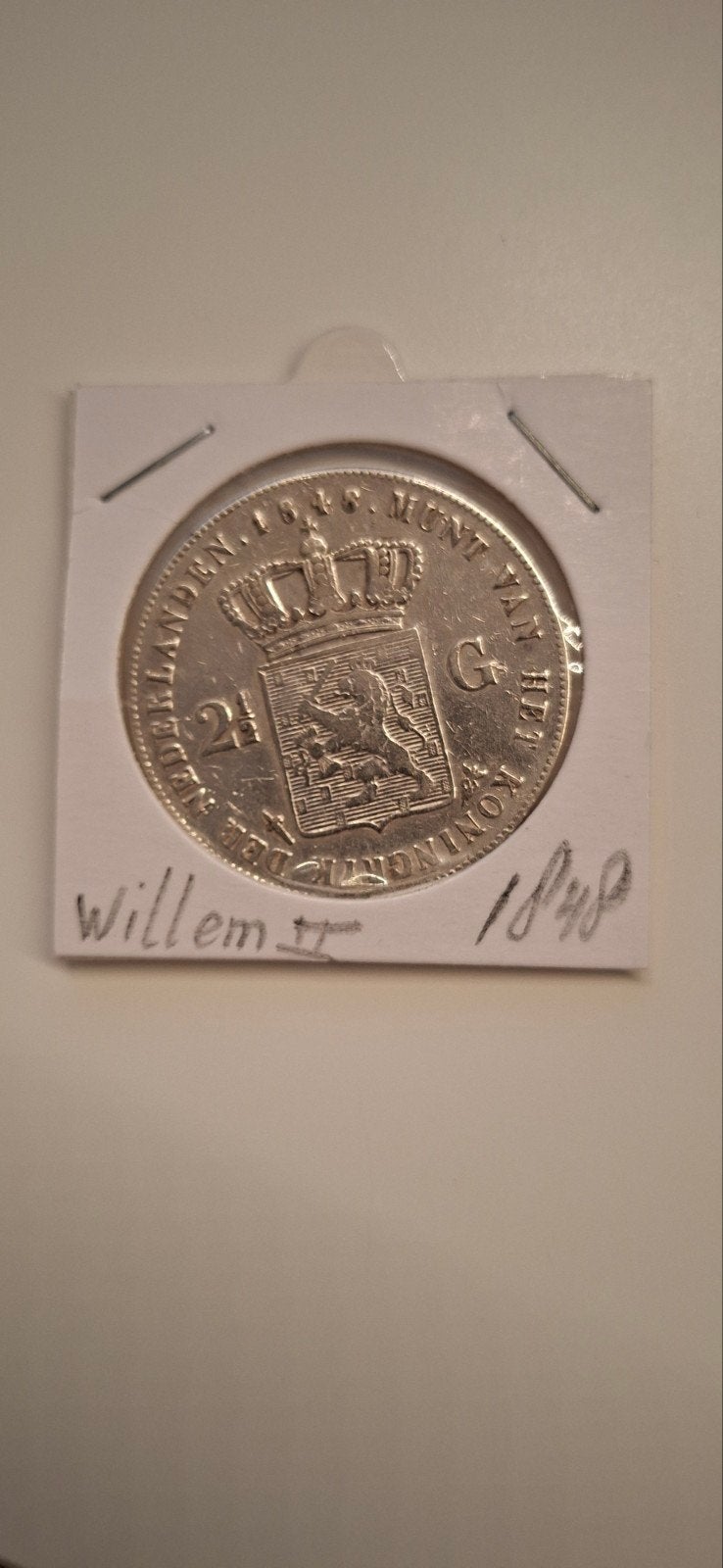 Zilveren 2½ Gulden Willem II uit 1848, Postzegels en Munten, Zilver, Ophalen of Verzenden, Losse munt, 2½ gulden