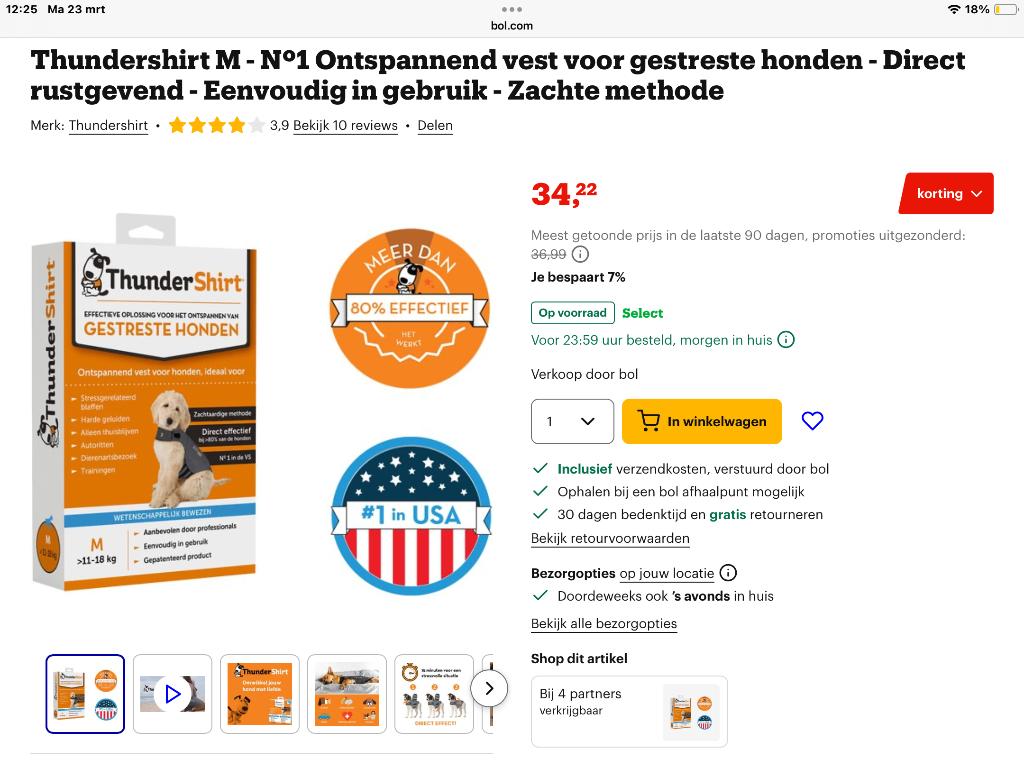 honden vest voor gestreste honden, Dieren en Toebehoren, Ophalen, Nieuw