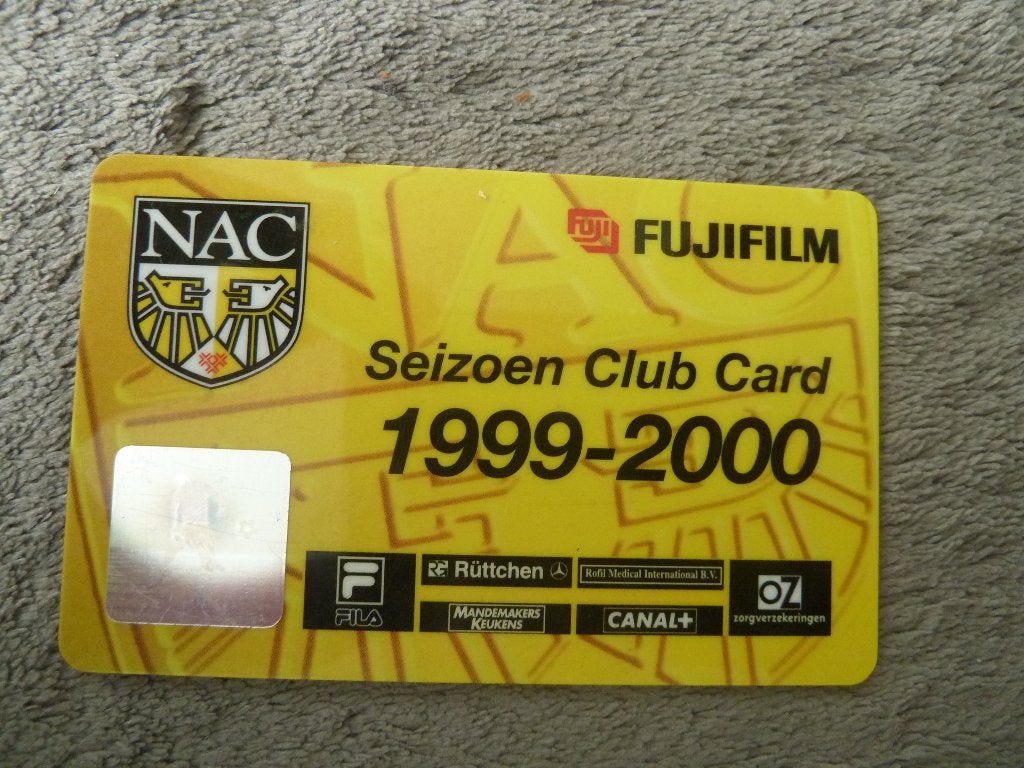 Seizoenclubcard  NAC  1998/1999.  Blauwe achterkant, Ophalen of Verzenden, Gebruikt, NAC Breda, Overige typen