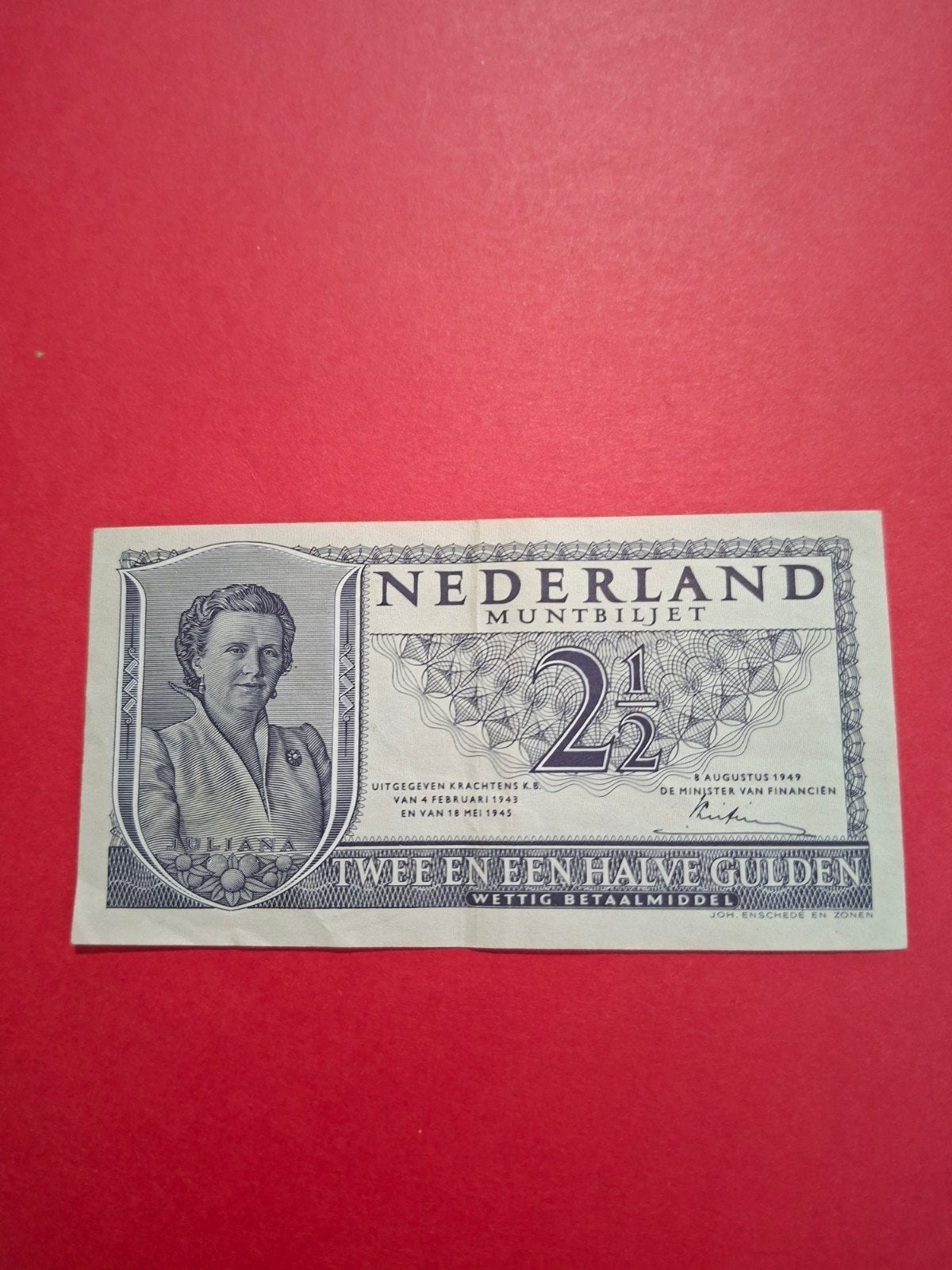 2,5 gulden Juliana uit 1949 in PR-, Ophalen of Verzenden, 2½ gulden, Los biljet