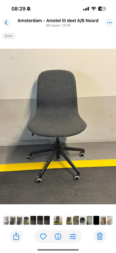 IKEA Langfjall bureaustoel - Grijs, Huis en Inrichting, Bureaustoelen, Ophalen, Zo goed als nieuw, Grijs, Bureaustoel