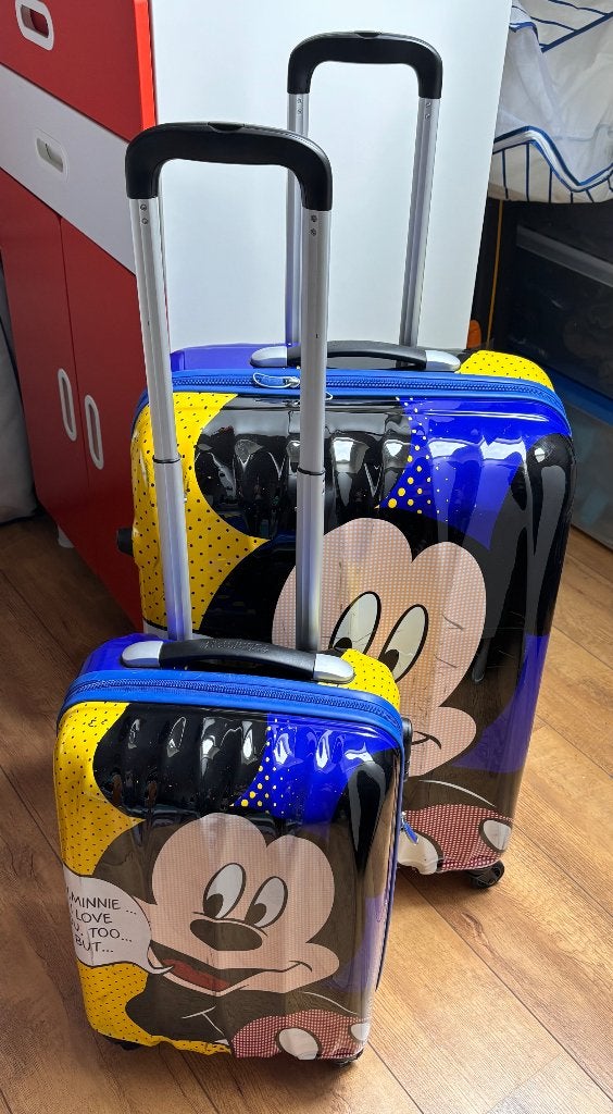 Koffer set American tourister, Mickey Mouse, Sieraden, Tassen en Uiterlijk, Koffers, Hard kunststof, 45 tot 55 cm, Zo goed als nieuw