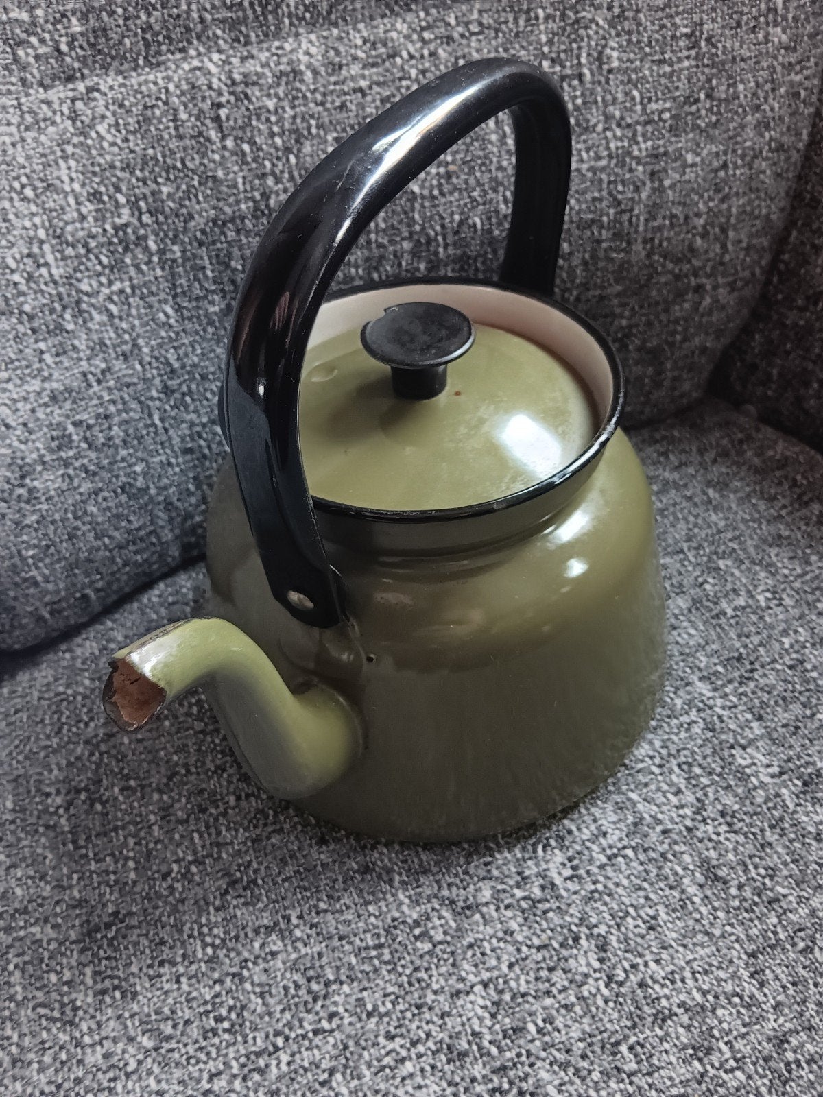 Emaille Ketel met Hengsel Groen, Antiek en Kunst, Antiek | Emaille, Ophalen of Verzenden