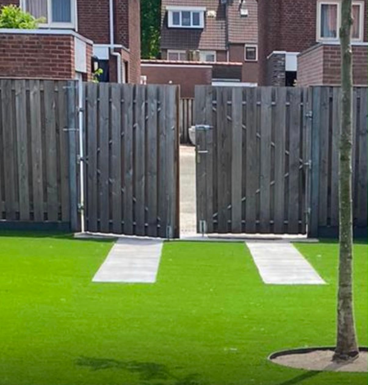 Houten poort met ijzer frame, Tuin en Terras, Ophalen, Met poort, Gebruikt, Tuinhek