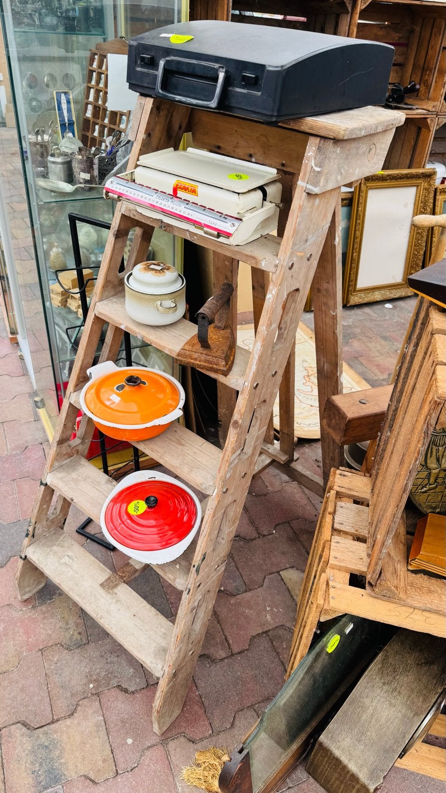 Vintage Houten Ladder - Decoratief en Functioneel, Gebruikt, Ophalen of Verzenden, Ladder, Opvouwbaar of Inschuifbaar