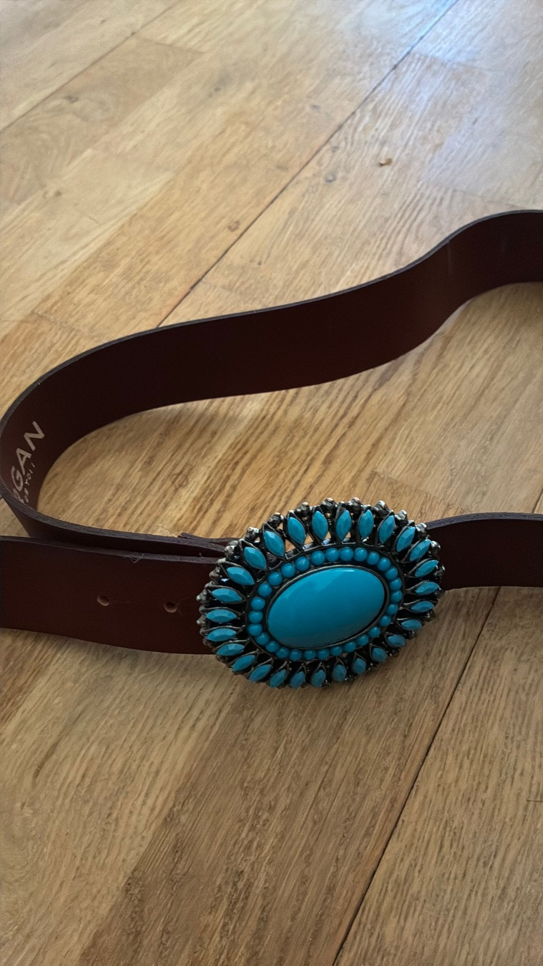 Leren riem, Kleding | Dames, Riemen en Ceinturen, Ophalen of Verzenden, Zo goed als nieuw, Bruin, 80 tot 90 cm