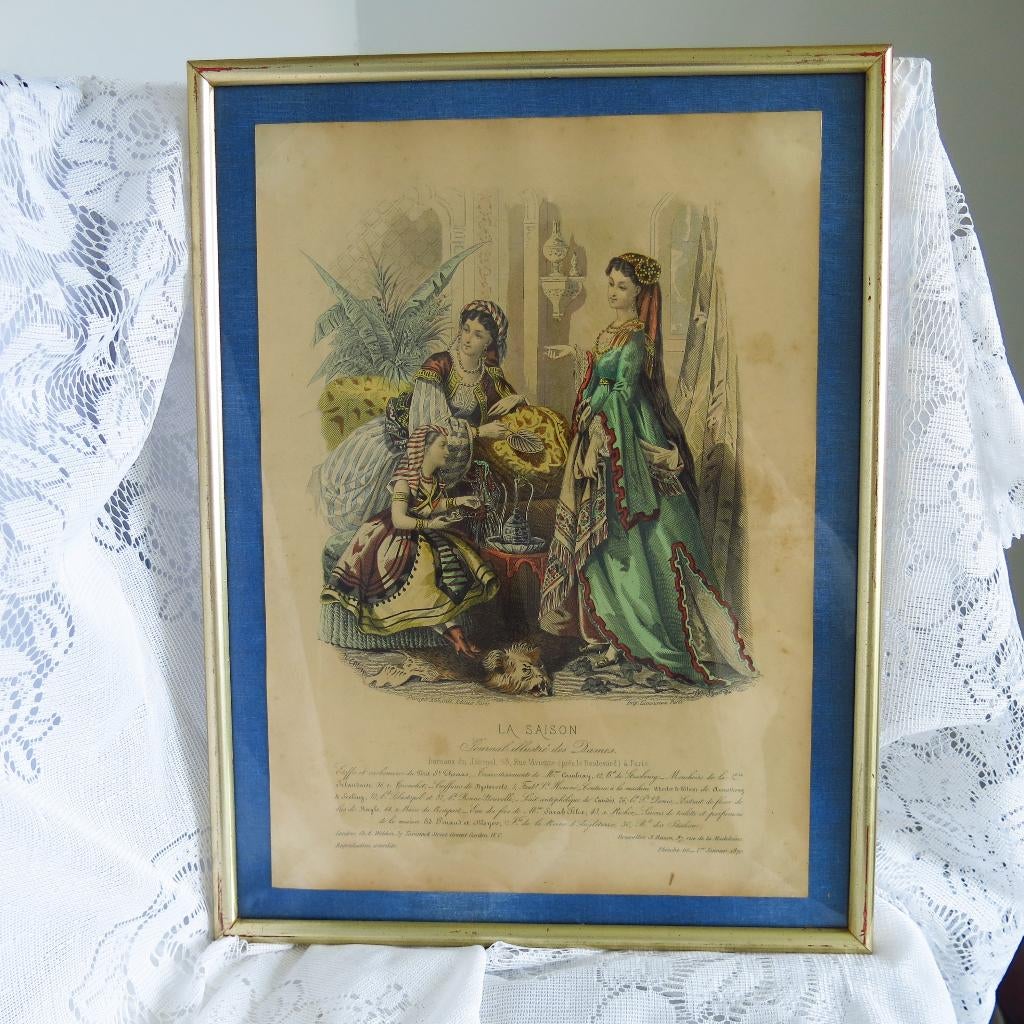 Antieke modeprent, Antiek en Kunst, Ophalen of Verzenden