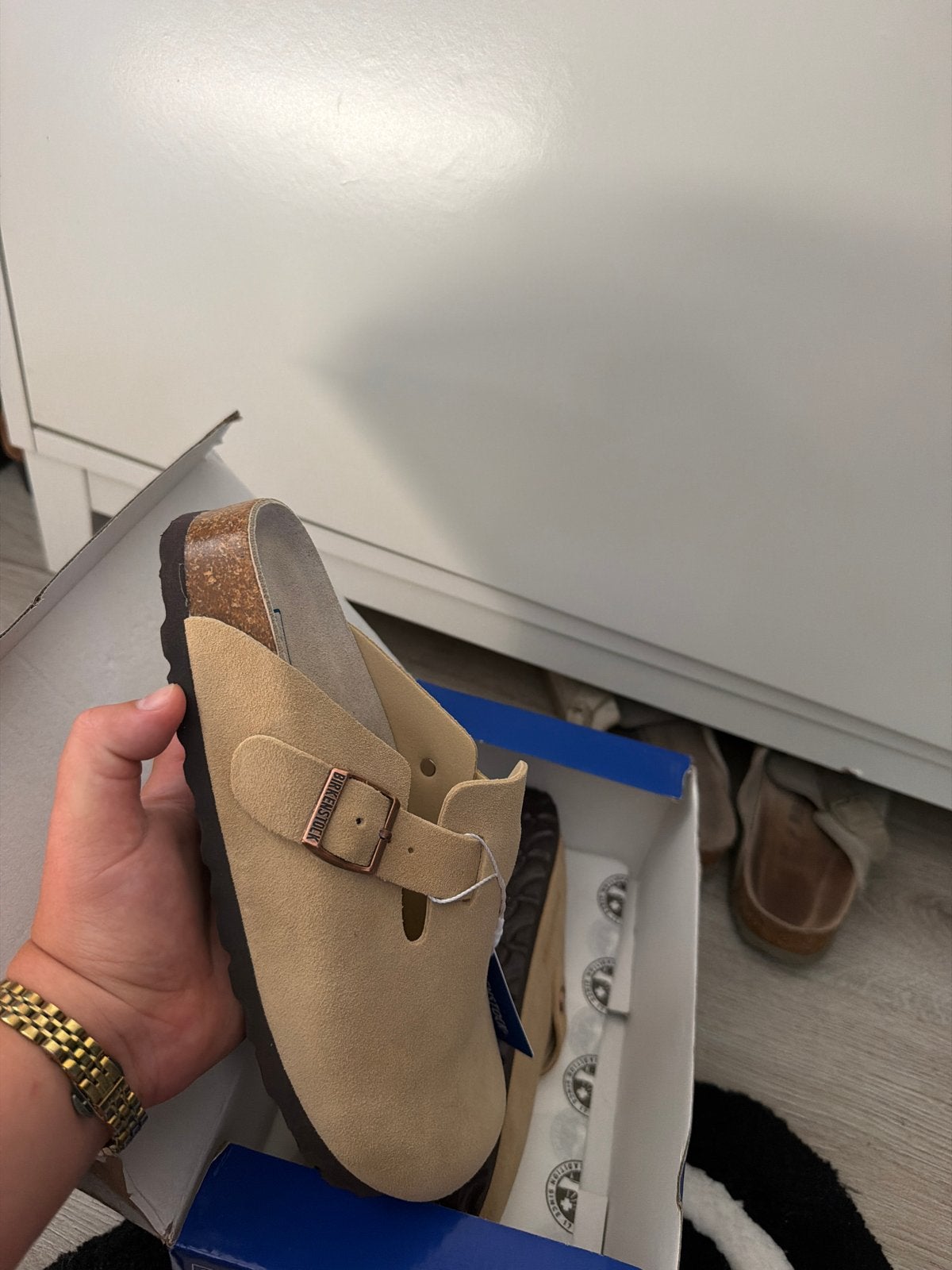 Birkenstock Boston khaki maat 38, Ophalen of Verzenden, Nieuw, Beige, Instappers