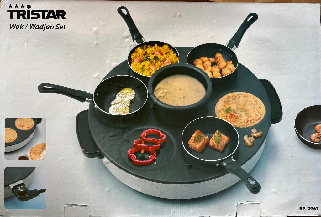 Tristar wok/wadjan set 6 persoons - Nooit gebruikt, Witgoed en Apparatuur, Gourmetstellen, Ophalen of Verzenden, Nieuw, 4 t/m 7 personen