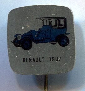 Renault 1907 blauw op blik oldtimer auto speldje( C_201), Ophalen of Verzenden, Zo goed als nieuw, Transport, Speldje of Pin