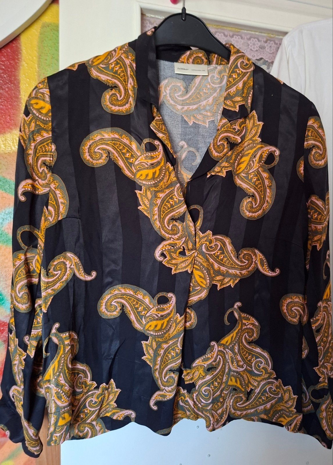 Chique InWear Blouse – Satijnstreep & Paisley – Maat 40, Maat 38/40 (M), Oranje, Ophalen of Verzenden, Zo goed als nieuw