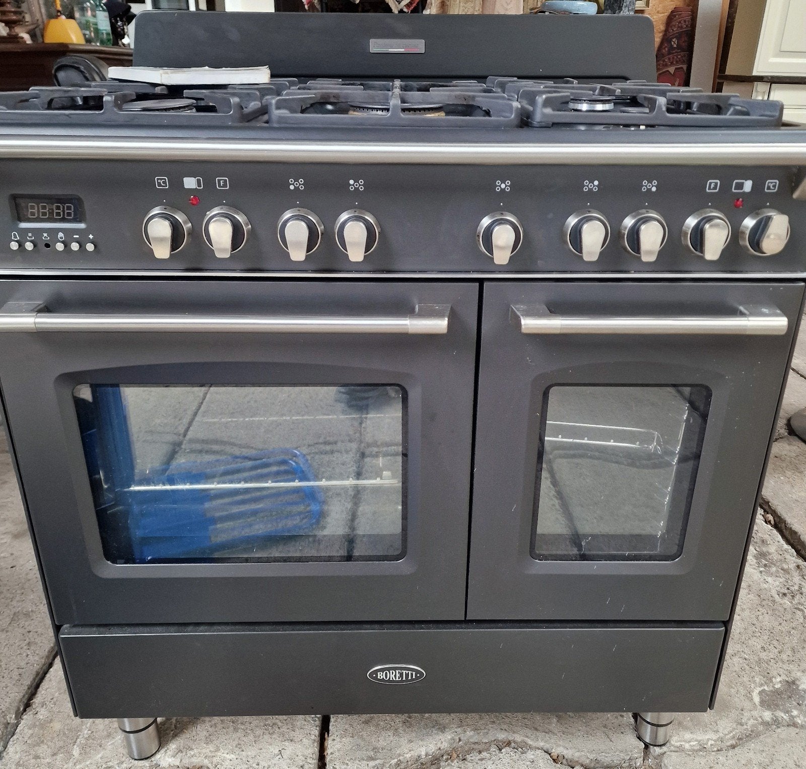 Boretti fornuis/ oven in nieuwstaat 90cm breed, Ophalen, 60 cm of meer, Zo goed als nieuw, Gas