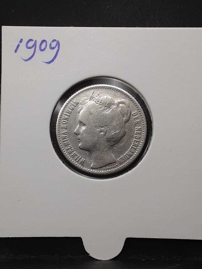 1/2 gulden 1909 Koningin Wilhelmina, ½ gulden, Verzenden, Zilver, Koningin Wilhelmina