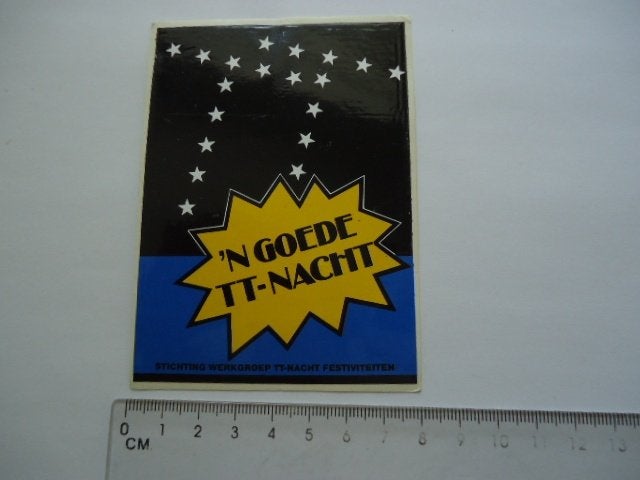 sticker oud TT ASSEN motogp moto gp feest nacht motorrace, Verzenden, Zo goed als nieuw, Bedrijf of Vereniging