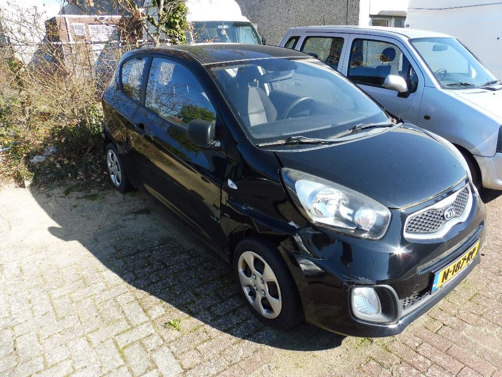 Kia Picanto 1.0 Cvvt 3-DRS 2014 Zwart, Auto's, Voorwielaandrijving, Euro 5, Zwart, 4 cilinders