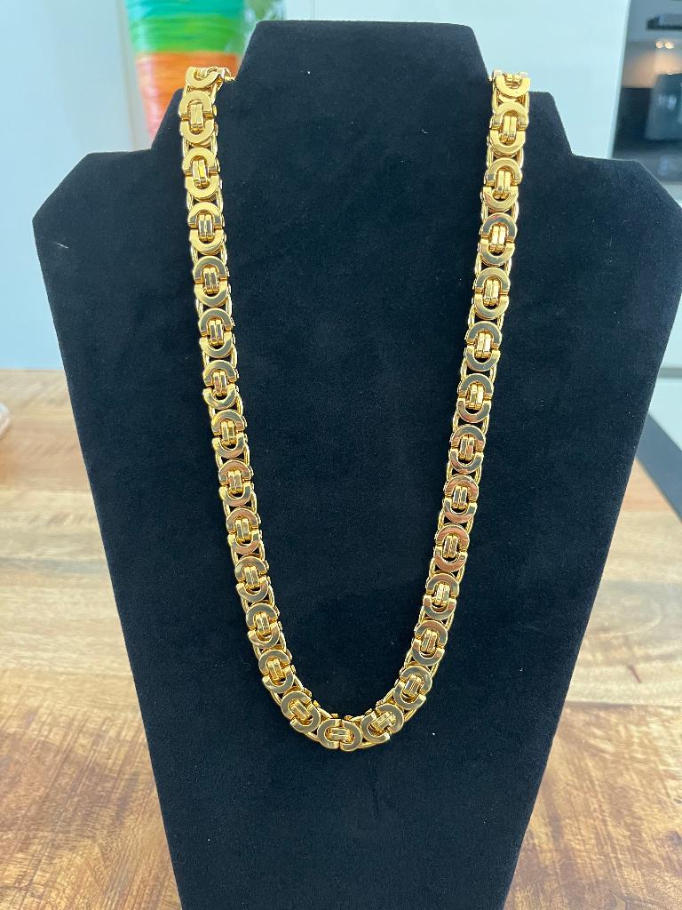 Ketting Brede platte Koningsschakel Goud verguld 55 CM NIEUW, Sieraden, Tassen en Uiterlijk, Kettingen, Ophalen of Verzenden, Nieuw