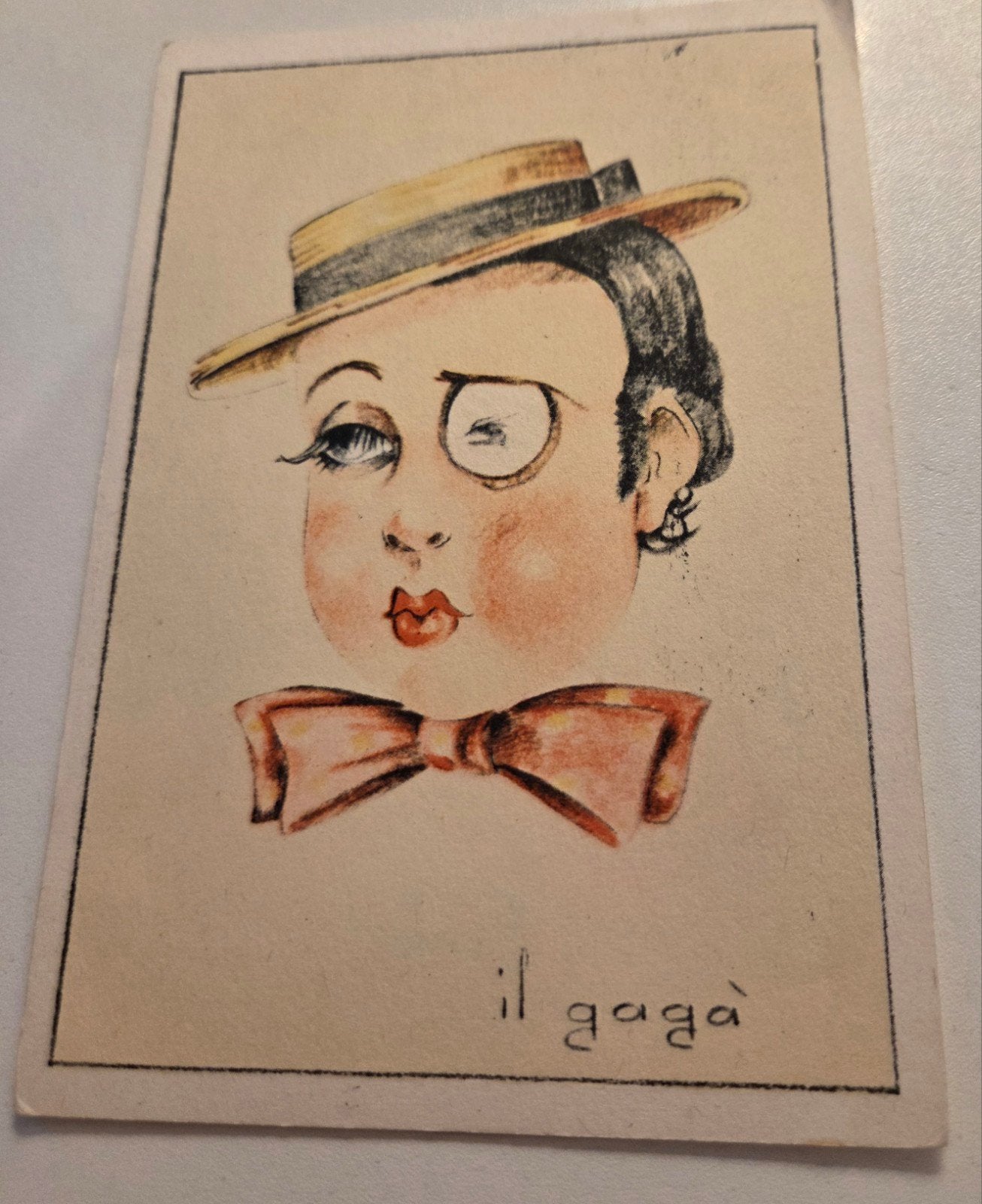 Portret mannetje met hoedje, monocle en vlinderdas, Verzenden, 1940 tot 1960, Gelopen, Overige thema's