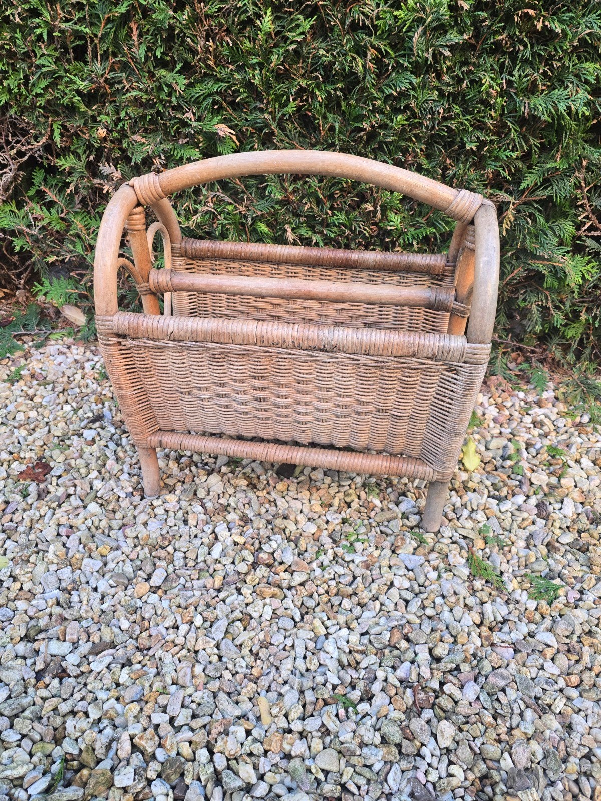 Vintage rotan lectuurbak voor kranten en tijdschriften, Gebruikt, Natuurlijk materiaal, Lectuurbak, Vintage