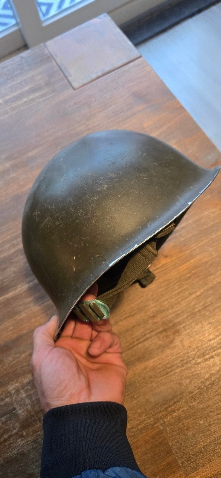 Originele Nederlandse M53 legerhelm – Koude Oorlog periode, Ophalen of Verzenden, Landmacht, Nederland, Helm of Baret