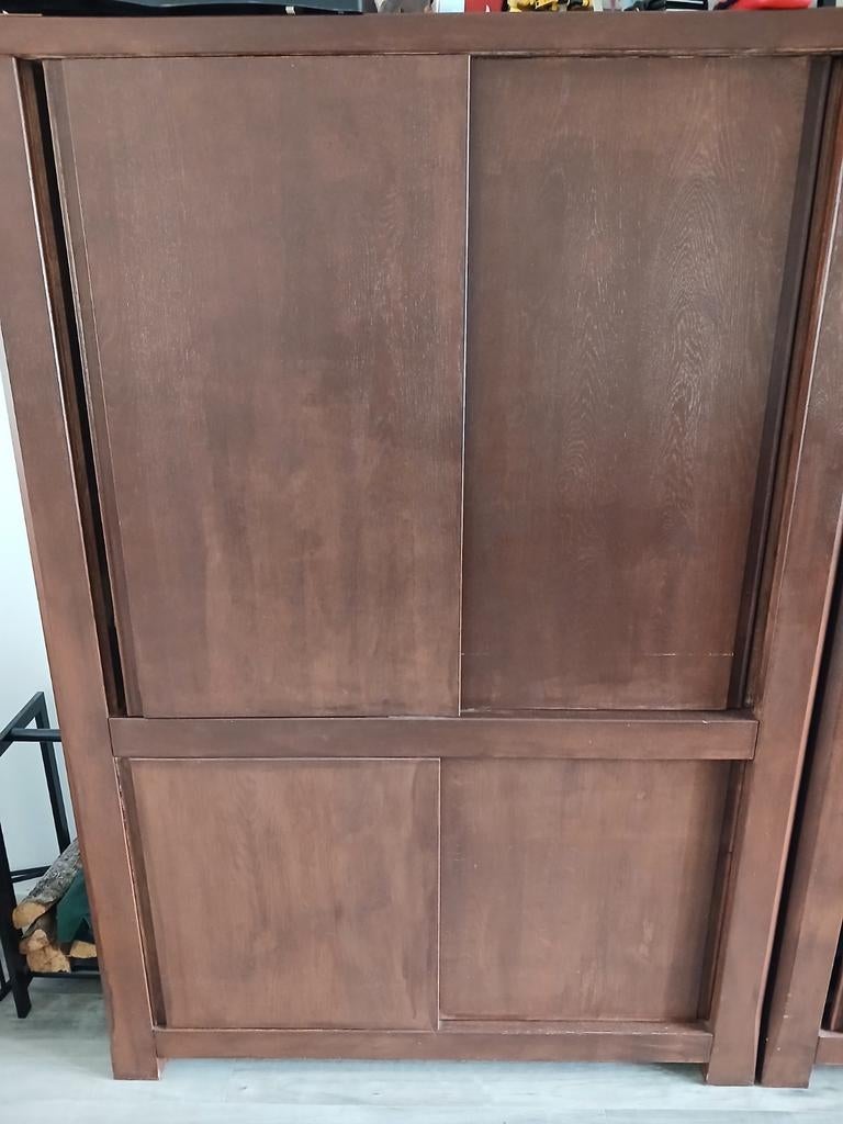 Eiken kast met schuifdeuren, Ophalen, Gebruikt, 100 tot 150 cm, Eikenhout