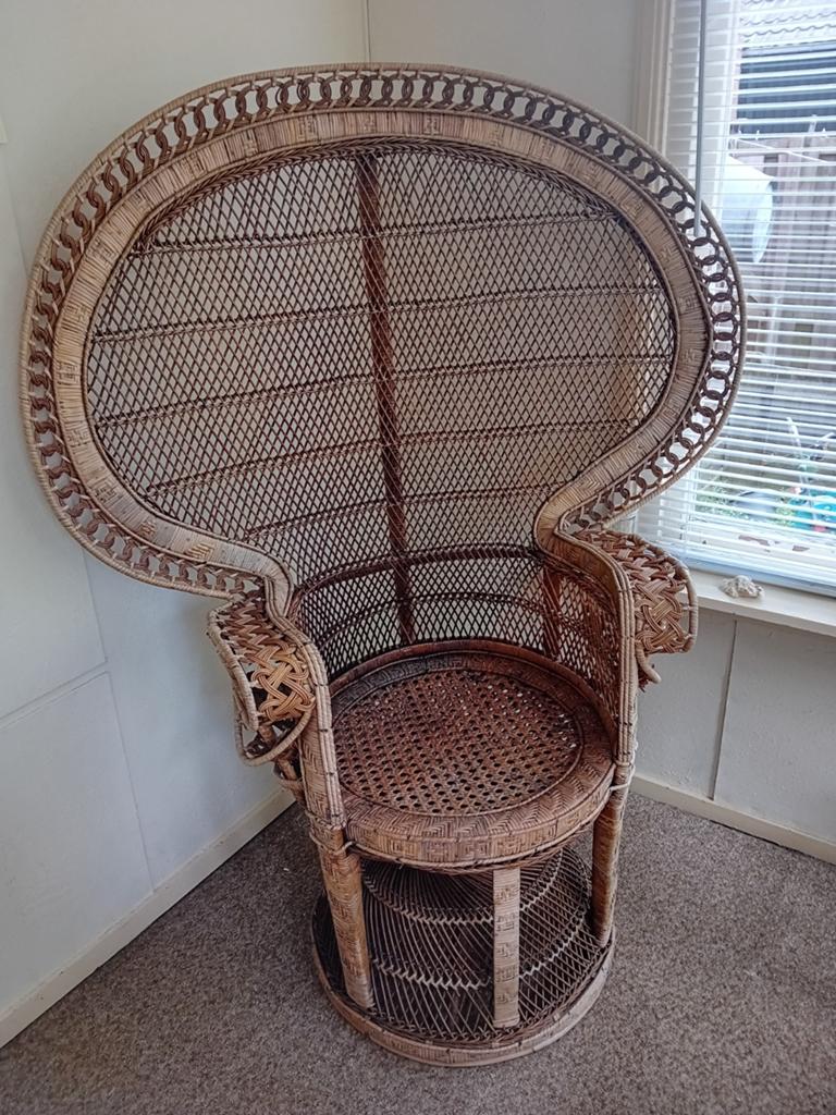 Vintage Rotan Pauwenstoel - Bohemian Stijlvolle Blikvanger, Ophalen