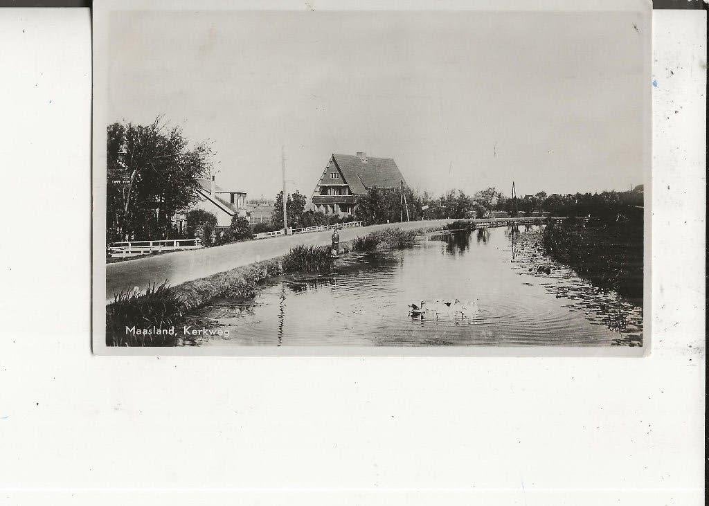 Maasland Kerkweg 1947 Wiest, Verzamelen, Ophalen of Verzenden, 1940 tot 1960, Gelopen, Zuid-Holland