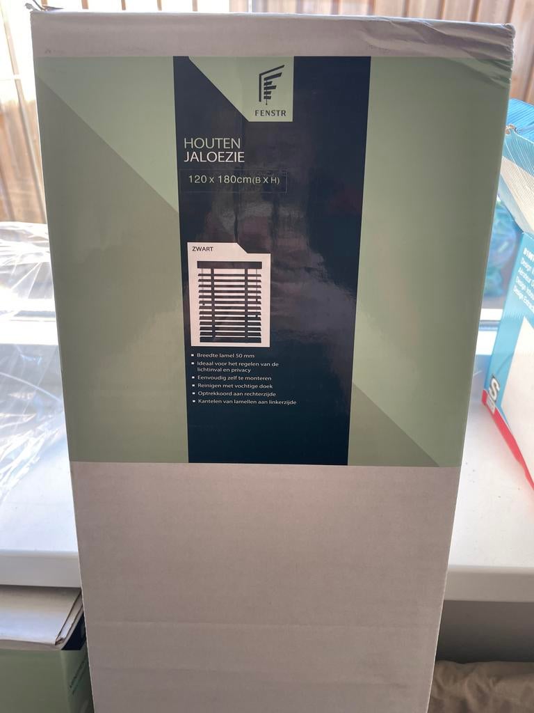 Nieuwe houten jaloezieën in doos - Zwart, Ophalen of Verzenden, Nieuw, Zwart