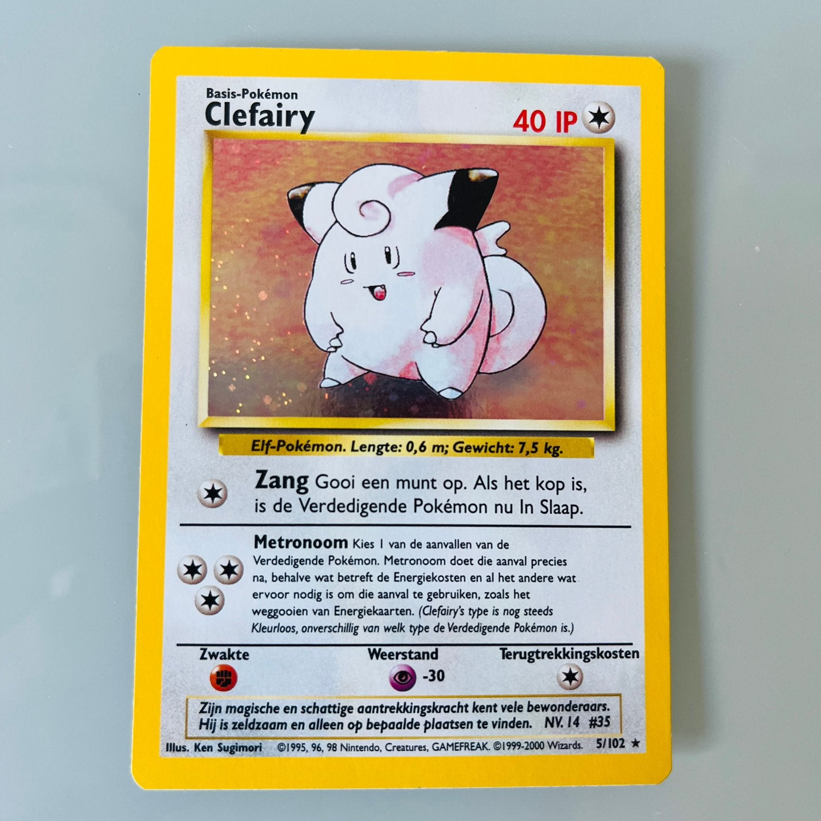 Pokémon: Clefairy Kaart [Base Set NL], Ophalen of Verzenden, Zo goed als nieuw, Losse kaart, Foil