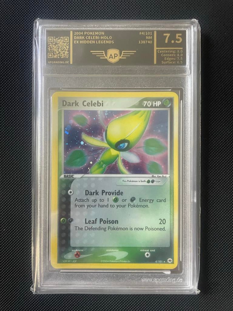 Dark Celebi Pokémon Kaart - EX Hidden Legends - AP Graded 7., Ophalen of Verzenden, Zo goed als nieuw, Losse kaart