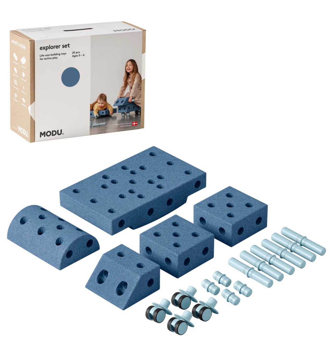 MODU Explorer Set bouwstenen 20pcs Deep Blue & Sky Blue, Ophalen of Verzenden, Nieuw, Overige merken