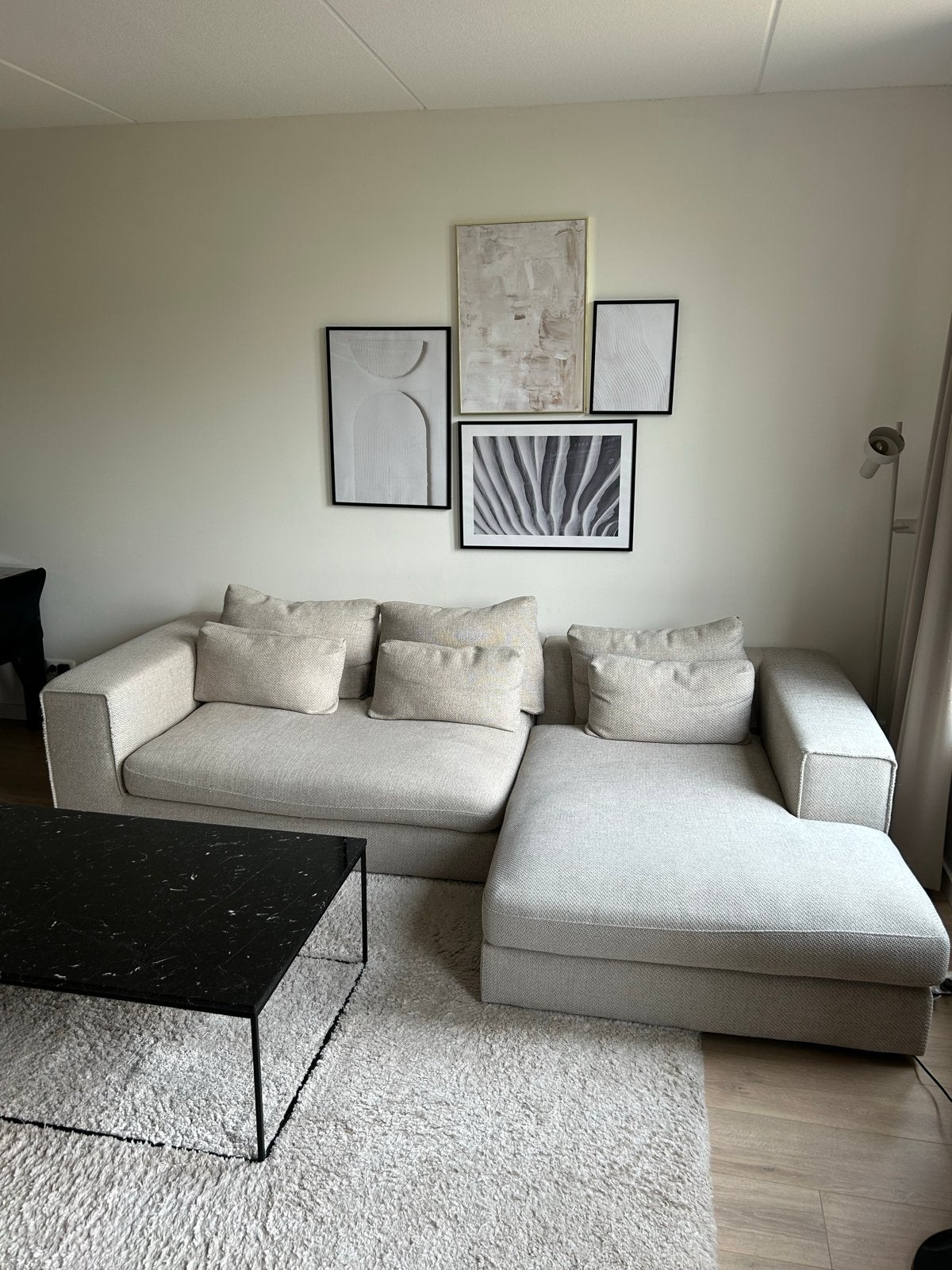 Moderne Hoekbank met Chaise Longue, Ophalen, 250 tot 300 cm, Gebruikt, 100 tot 125 cm