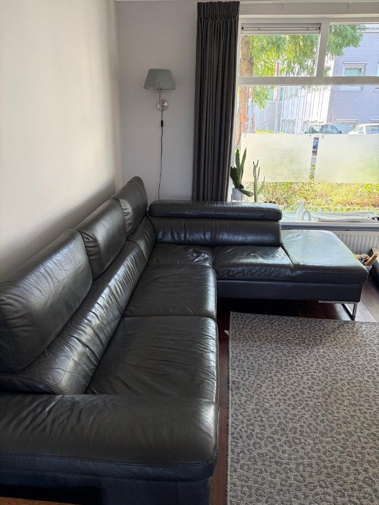 Leren hoekbank, Huis en Inrichting, Ophalen, 250 tot 300 cm, Gebruikt, Hoekbank