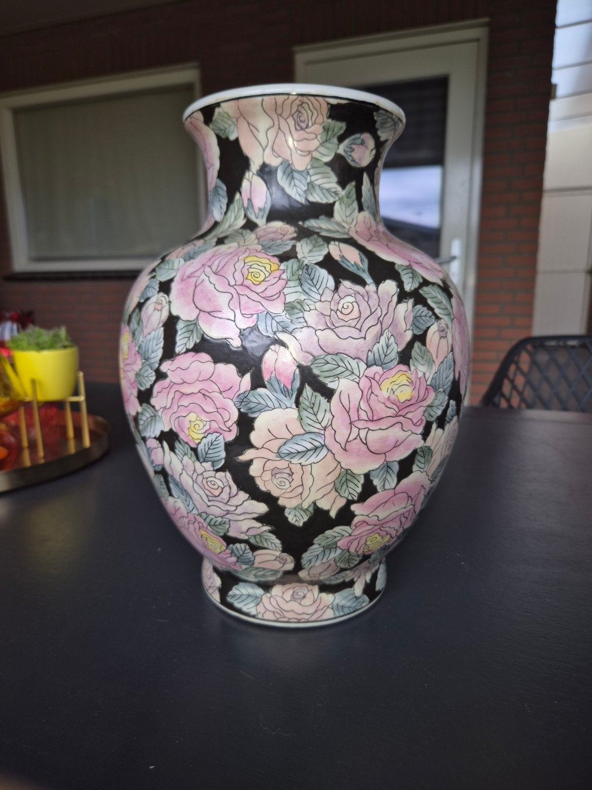 H.F.P. Macau Vaas - 32 cm - Handgeschilderd Porselein, Antiek en Kunst, Ophalen of Verzenden