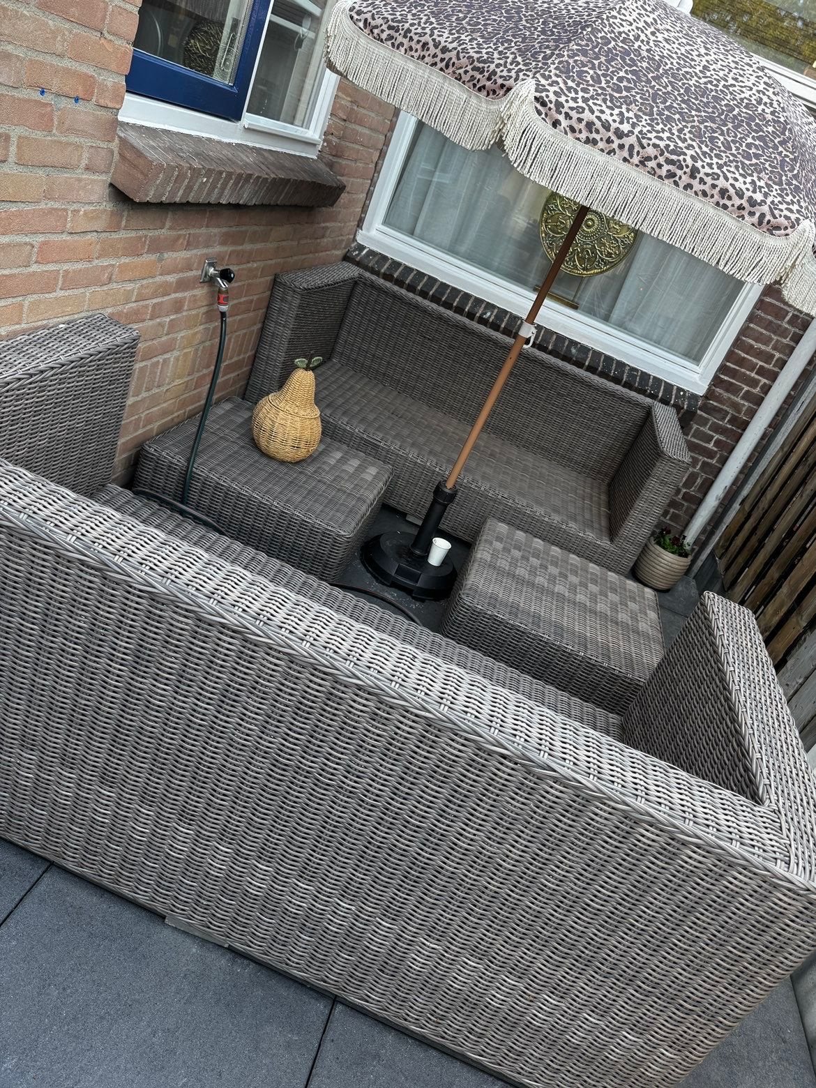 Wicker Loungeset, Tuin en Terras, Tuinsets en Loungesets, 4 zitplaatsen, Gebruikt, Ophalen of Verzenden, Loungeset