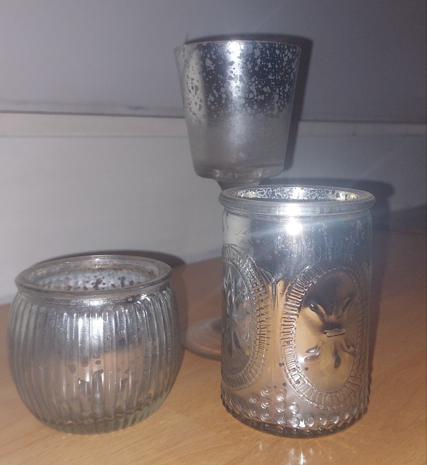 waxinelicht houders, Ophalen of Verzenden, Zilver, Glas, Waxinelichthouder