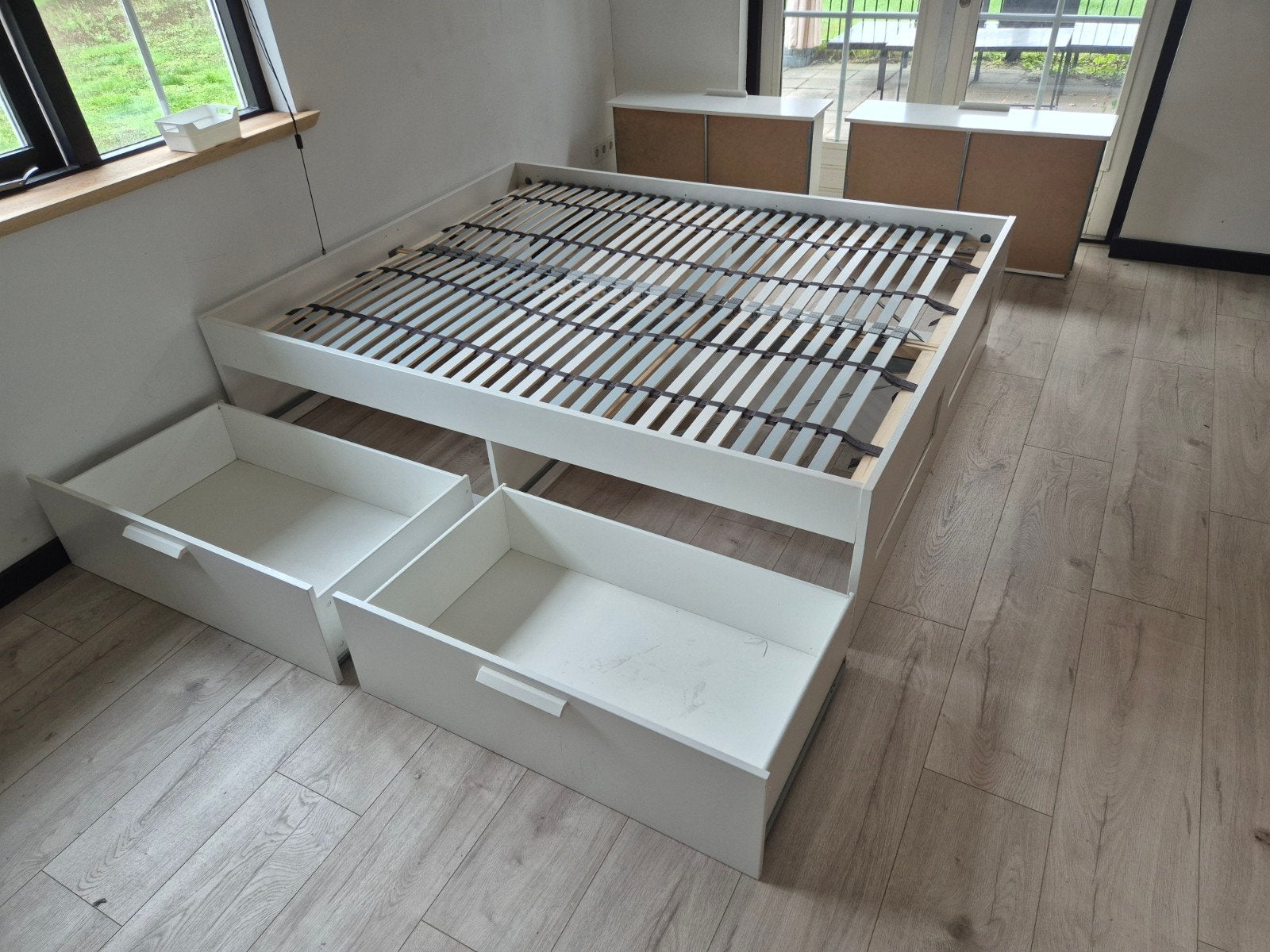 laatste kans.. moet nu weg.. IKEA Brimnes bed 160x200 met Lo, Ophalen, Gebruikt, Wit, Tweepersoons