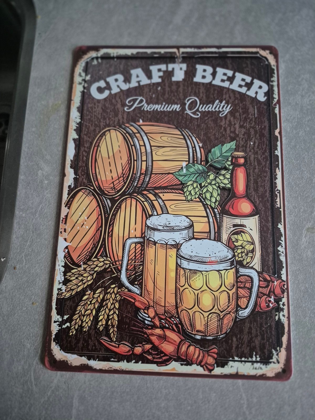 Vintage 'Craft Beer' metalen wandbord, Vintage, Gebruikt, Meerkleurig, Ophalen of Verzenden