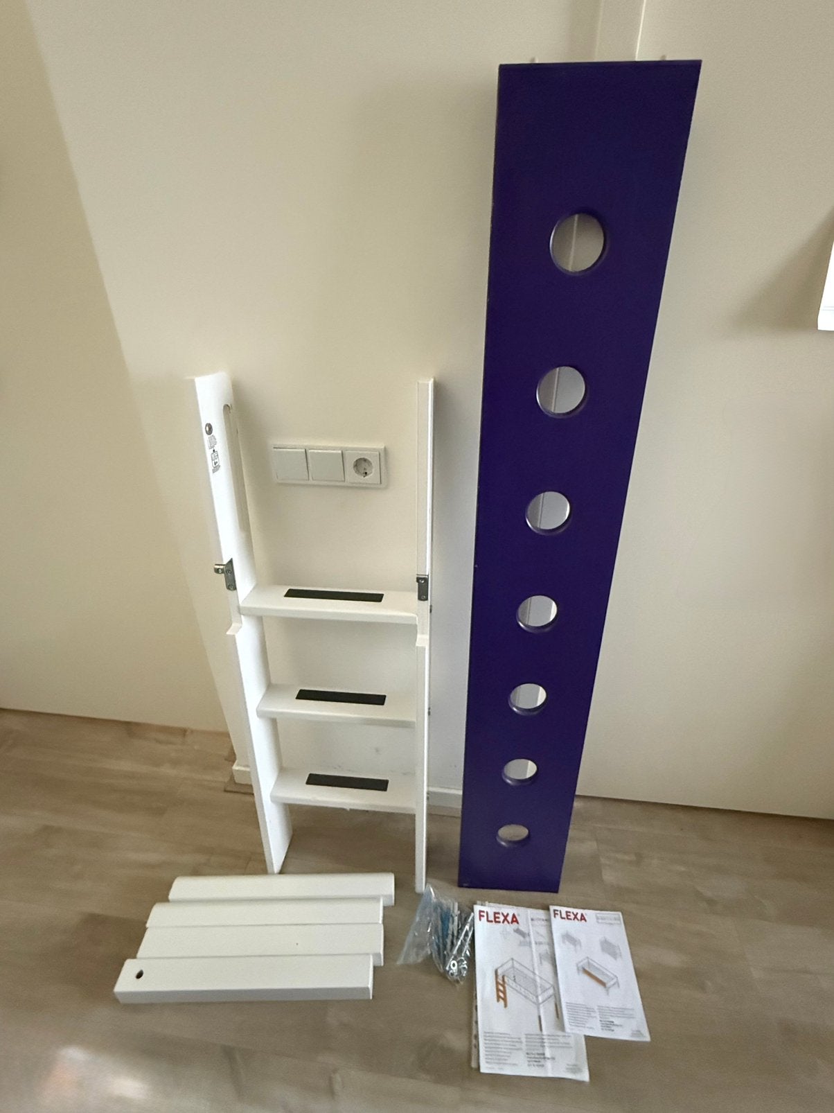 Flexa wit verhogingsset voor halfhoogslaper met trapje, Ophalen, 85 tot 100 cm, Gebruikt, Hoogslaper of Stapelbed