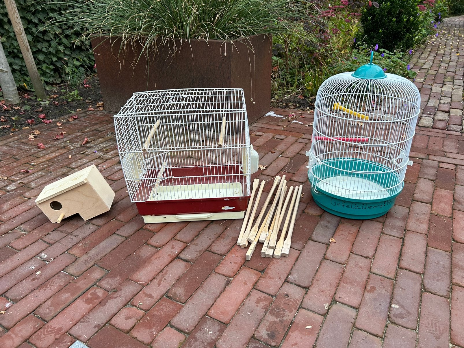 Accessoires te koop voor vogels, Ophalen, Zo goed als nieuw, Hout, Vogelkooi