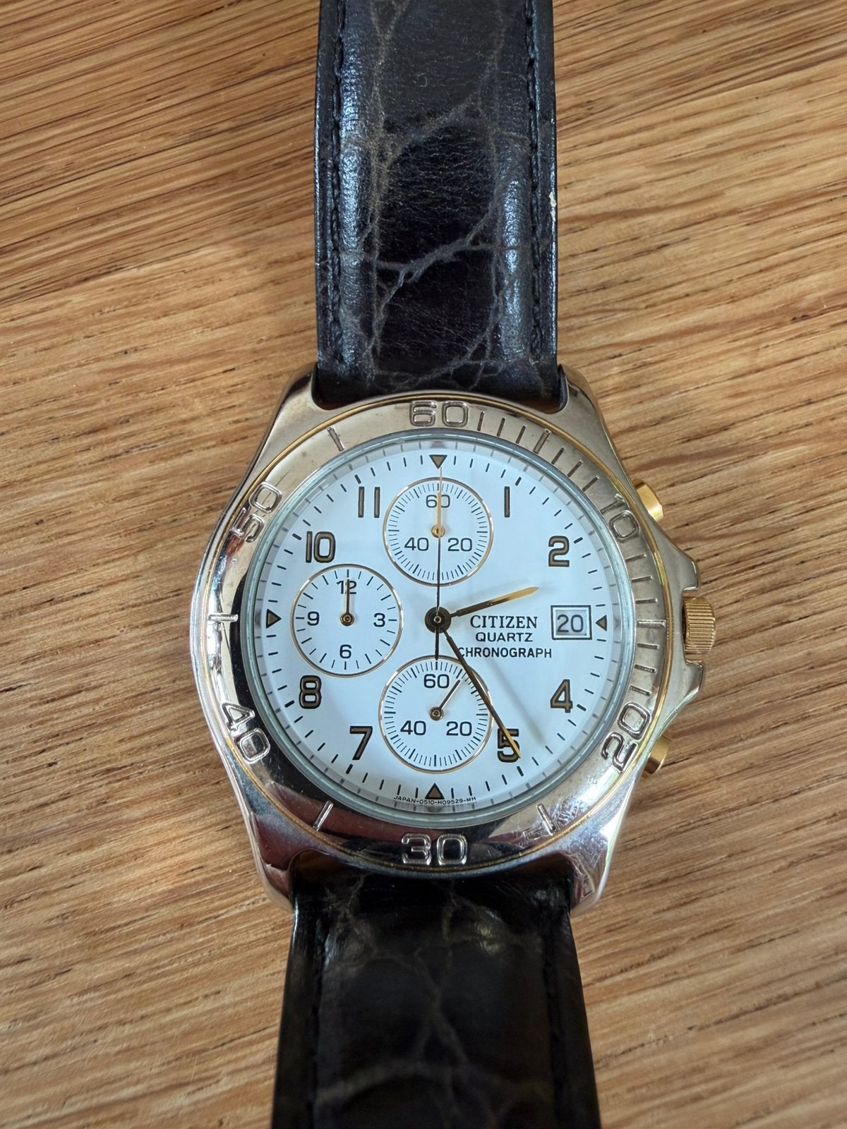 Mooie ongebruikte Citizen Quarts Ghronograph - lederen band, Sieraden, Tassen en Uiterlijk, Horloges | Heren, Ophalen of Verzenden