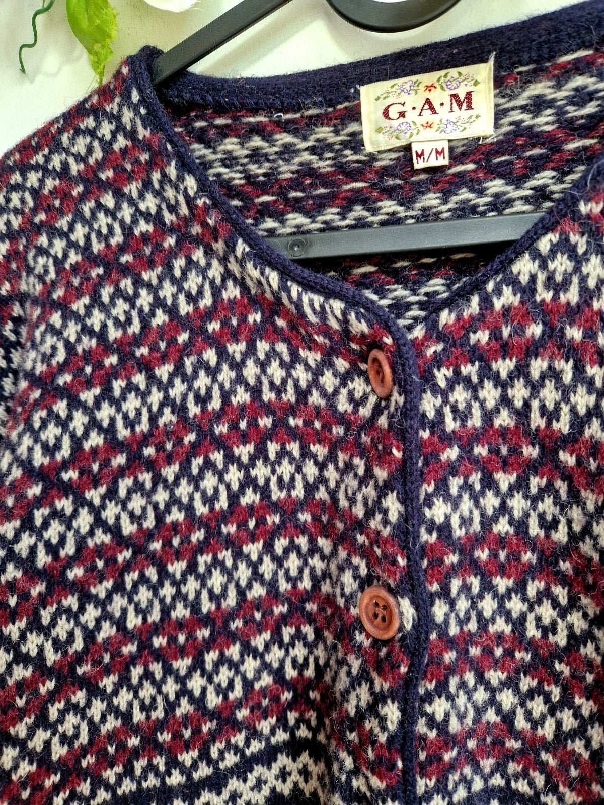 prachtig vintage dik gebreid wollen noors vest, Verzenden, Zo goed als nieuw, Maat 46/48 (XL) of groter, Meerkleurig