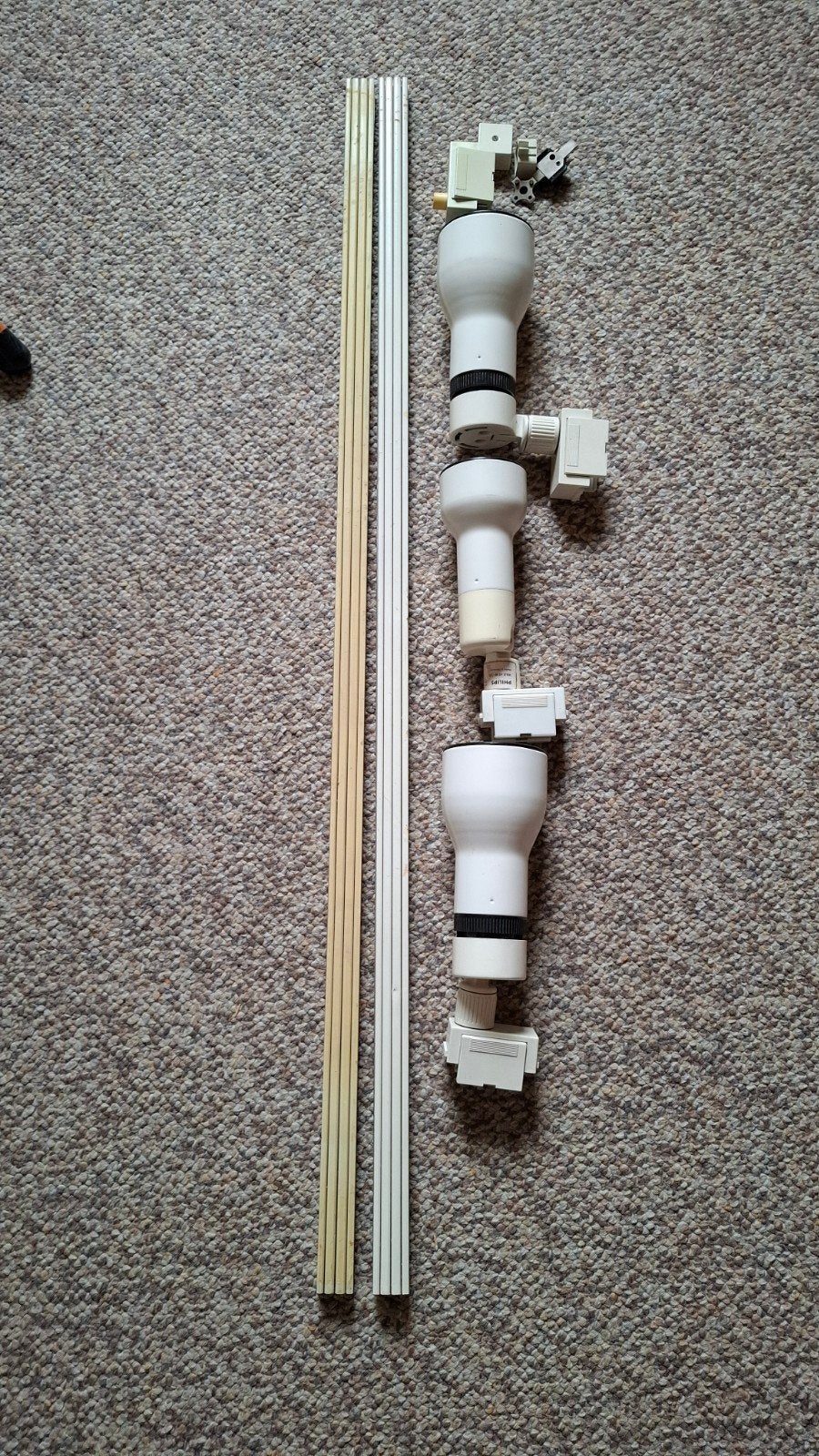 Philips spanningsrail met drie spotjes, Metaal, Wit, Gebruikt, Philips