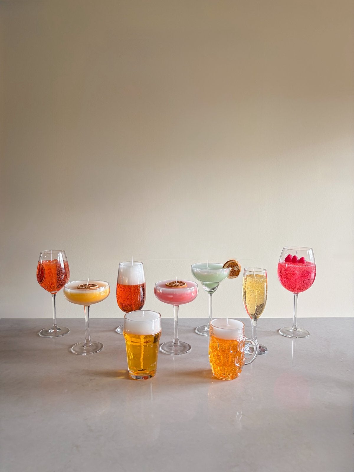 Prachtige cocktail kaarsen: Aperol, Pornstar Martini en meer, Ophalen of Verzenden, Nieuw, Glas, Kaars
