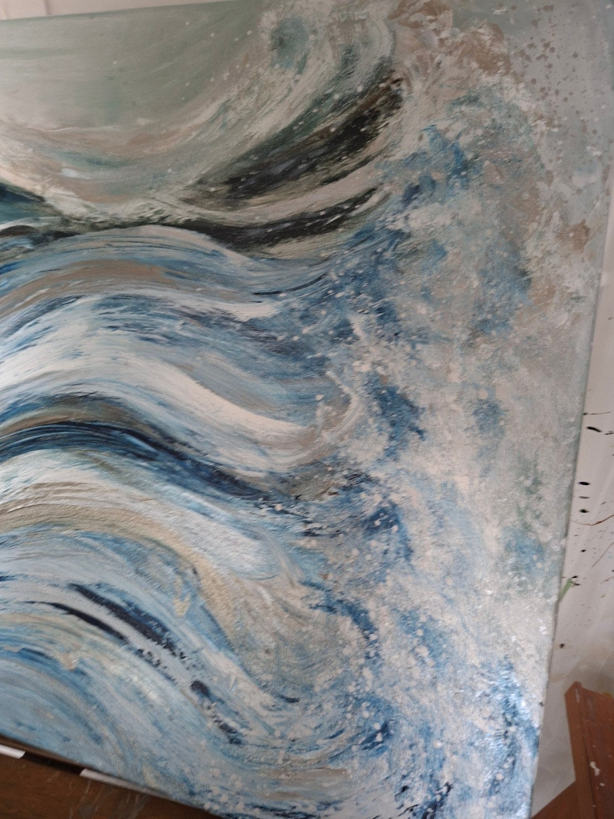 Abstracte Acryl Schilderij 'Waves'90x70 cm, Ophalen