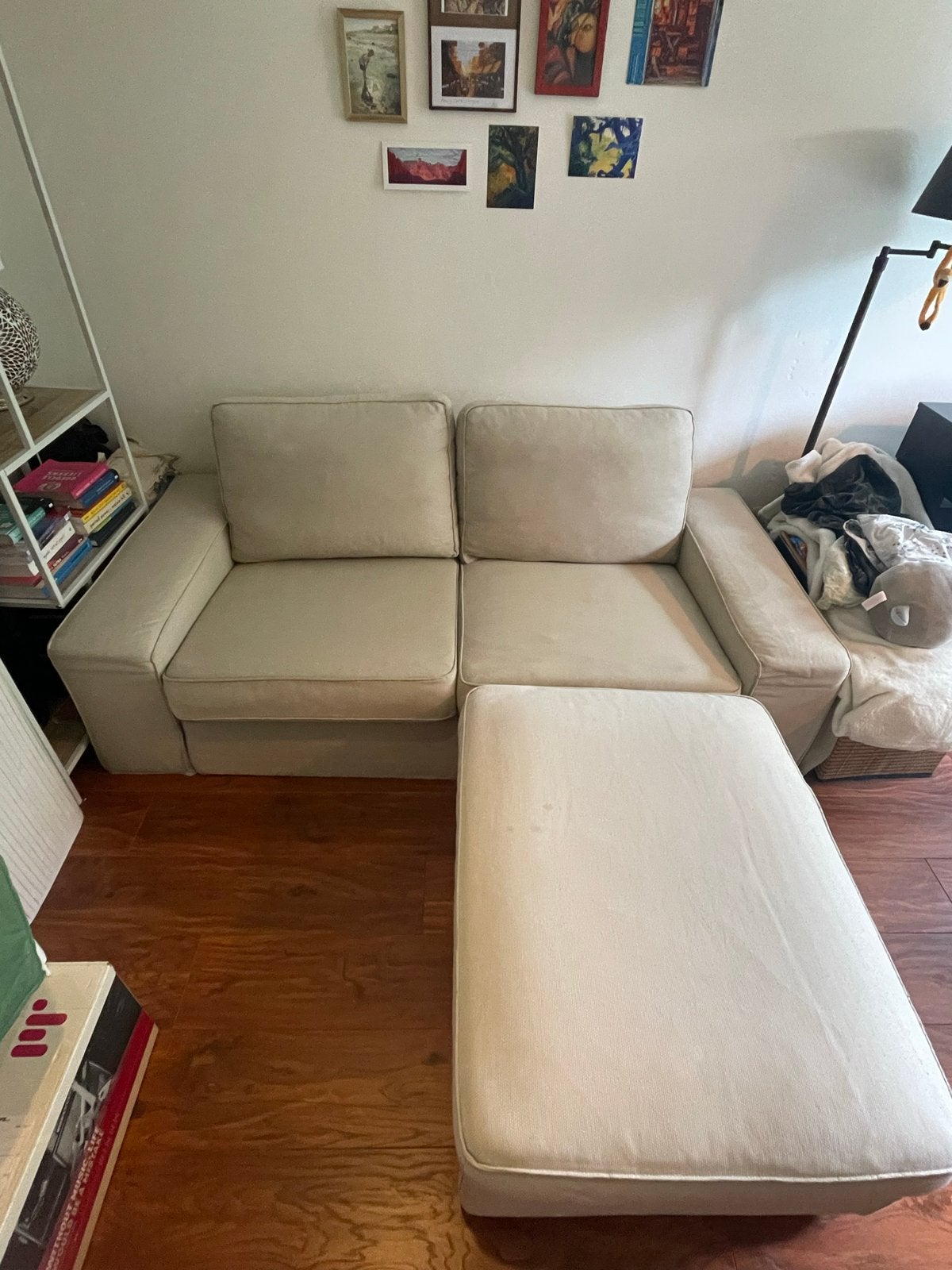 IKEA KIVIK bank *2-zitsbank met voetenbank - Lichtbeige*, Huis en Inrichting, Banken | Bankstellen, Ophalen, Gebruikt, 150 tot 200 cm