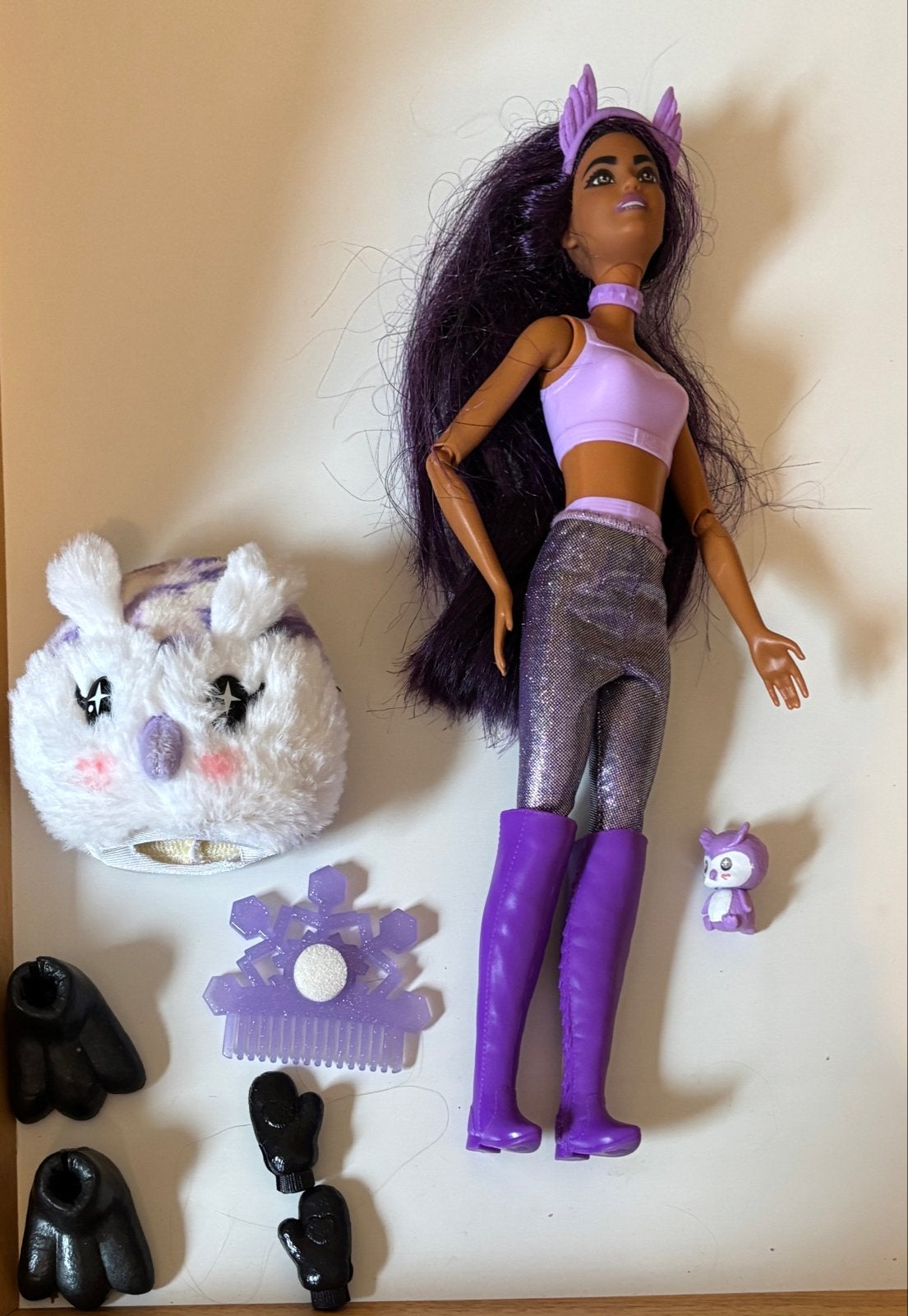 Barbie Cutie Reveal Cozy Cute Winter Sparkle Serie Uil, Ophalen of Verzenden, Zo goed als nieuw, Barbie