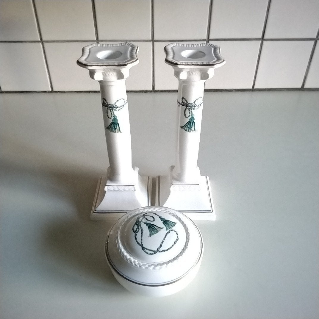 villeroy  & boch 2 kandelaars en bonbonniere  "VERDI", Antiek en Kunst, Ophalen of Verzenden, Keramiek of Aardewerk